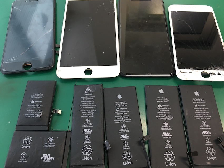 iPhonenの画面とバッテリーを当日修理