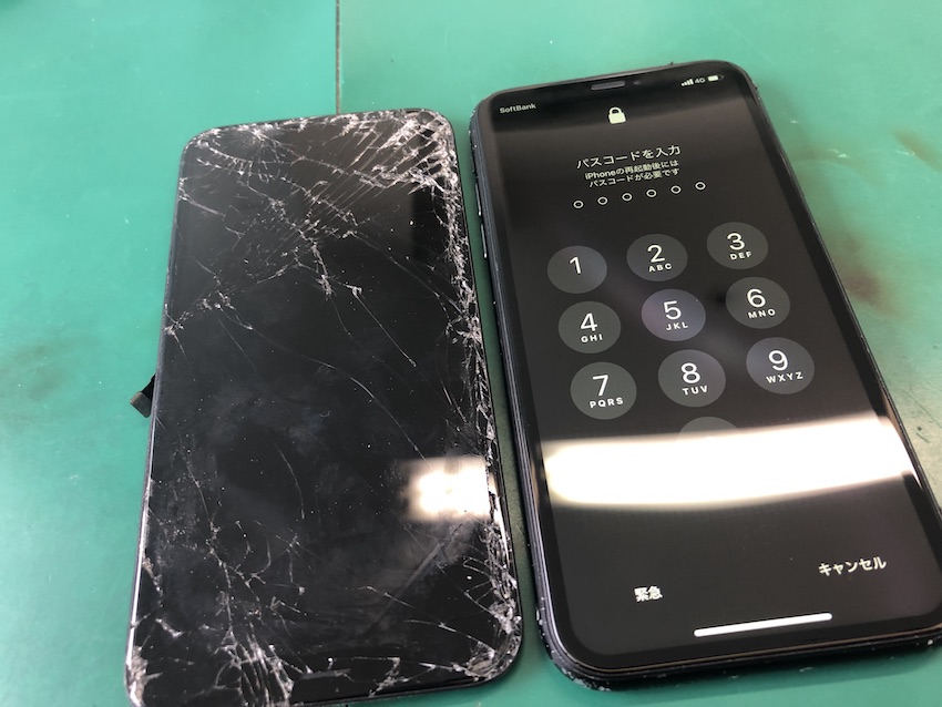 飛び込みのお客様のiPhoneXRの画面割れ修理を15分でお直し完了